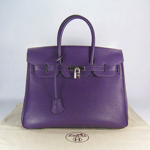 High Quality Fake Hermes Birkin 35CM Togo Leather Bag Purple 6089 - Click Image to Close